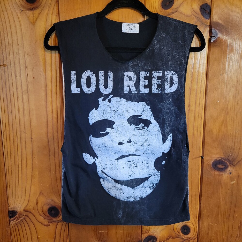 Lou Reed rock roll animal y2k Black Sleeveless Crop Top Distressed Graphic Shirt